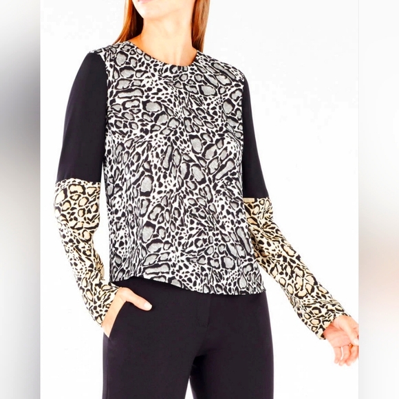 BCBGmaxazria Blouse DONELLA Flowy Animal Print - Picture 1 of 8